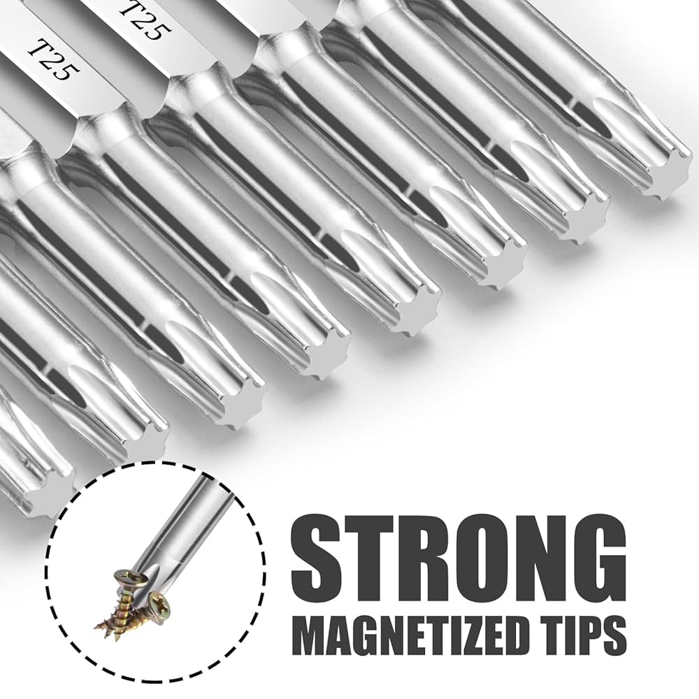 Wewtool T2 ダークグレー T25 Torx Bits(10-Pack 2 Inch), 1/4 Inch Hex Shank S2 Steel
